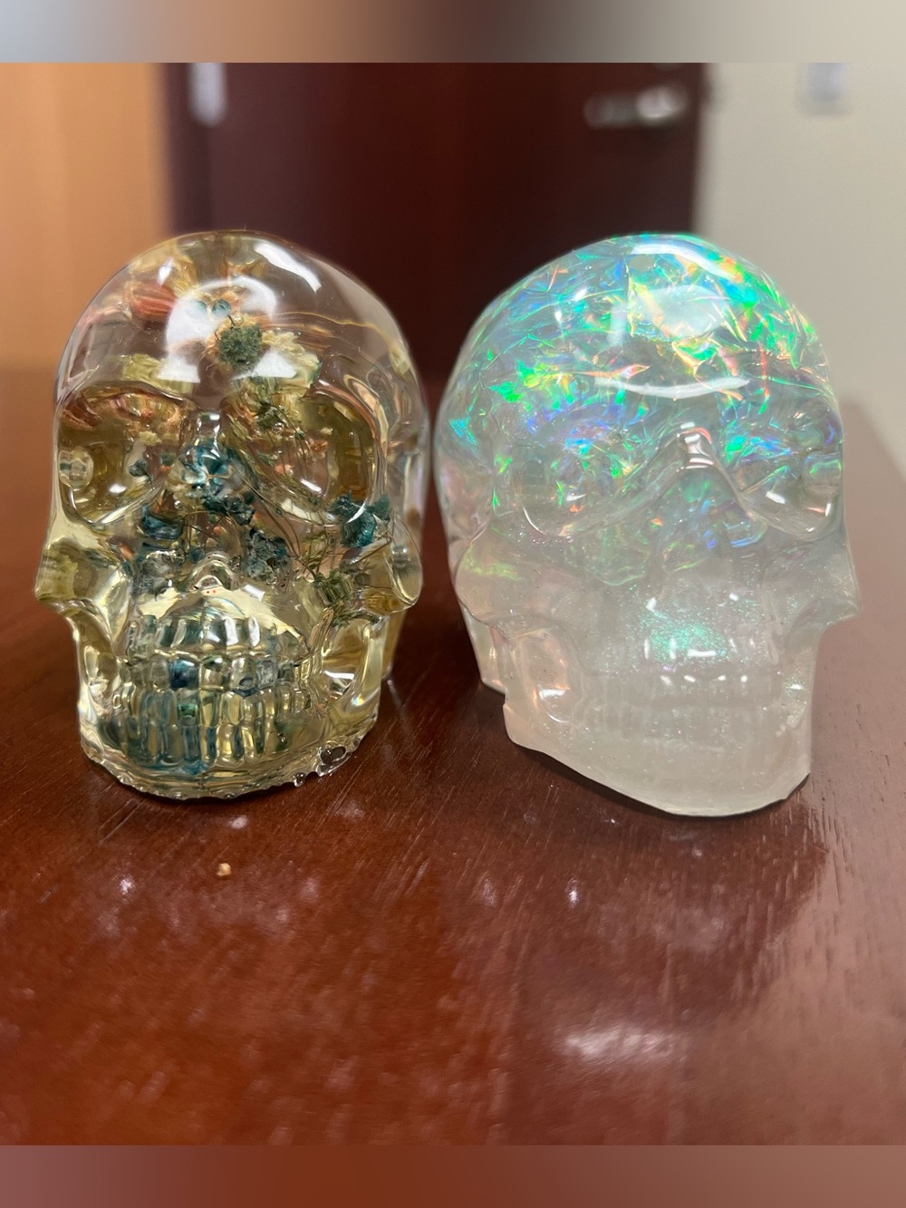Acrylic Skull Figurine Pair